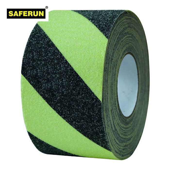 セーフラン SAFERUN 蓄光滑り止めテープ 幅100mm&times;18m 蓄光トラ (1巻) 11636｜工具ランド　いたわり館