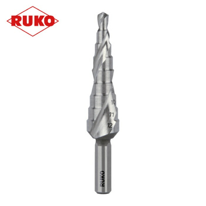 RUKO 101050-9E 2枚刃スパイラルステップドリル 12mm コバルトハイス (1本)