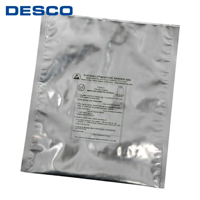 DESCO デスコ 13963 ESD御徒面子、防湿、軽銀箔、IPC/JEDEC、 0.1粍 x 356粍 x 406粍、入数100 (1Pk)
