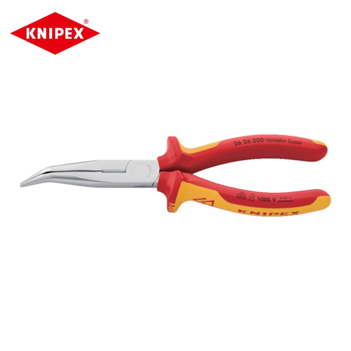 KNIPEX クニペックス 2626-200 絶縁1000V先曲ロングラジオペンチ(40°) (1丁)