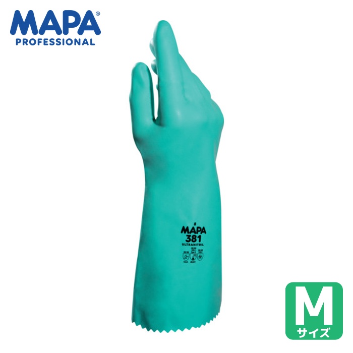 MAPA マパ 耐油・耐薬品ニトリル手袋 ULTRANITRIL381 Mサイズ(12双入) (1袋) 34381048