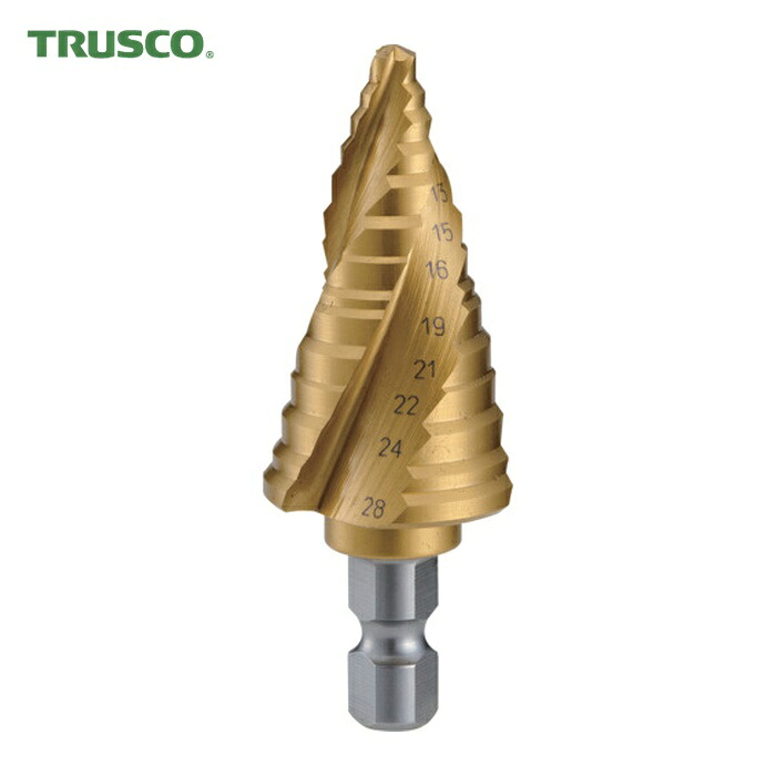 トラスコ TRUSCO 踏み段せん孔機 3枚刃チタン上塗り 6~33粍 段数11 (1本) 3S-NMS-33GA