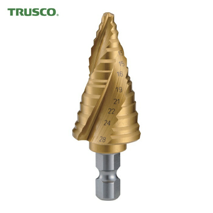 トラスコ TRUSCO 踏み段せん孔機 3枚刃チタン上塗り 6~34粍 段数11 (1本) 3S-NMS-34GA