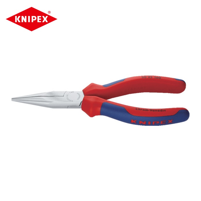 KNIPEX クニペックス 3025-190 ロングノーズプライヤー 半丸 コンフォートハンドル 190mm (1丁)
