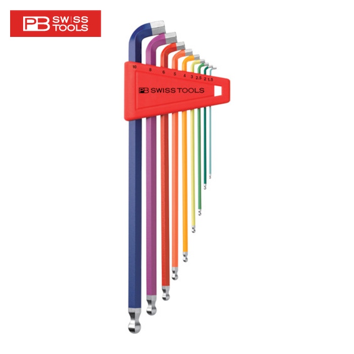 PBスイスツールズ 2212LH-10RB 2212LH-10RB ショートヘッド六角9本セット(レインボー)(パックナシ) (1S)