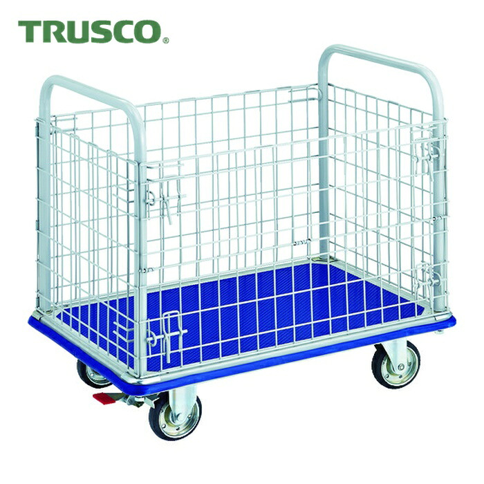 トラスコ TRUSCO 押し付ける製手押し車 ドンキーカート 金網付 915×615 ストッパー付 (1台) 307NS