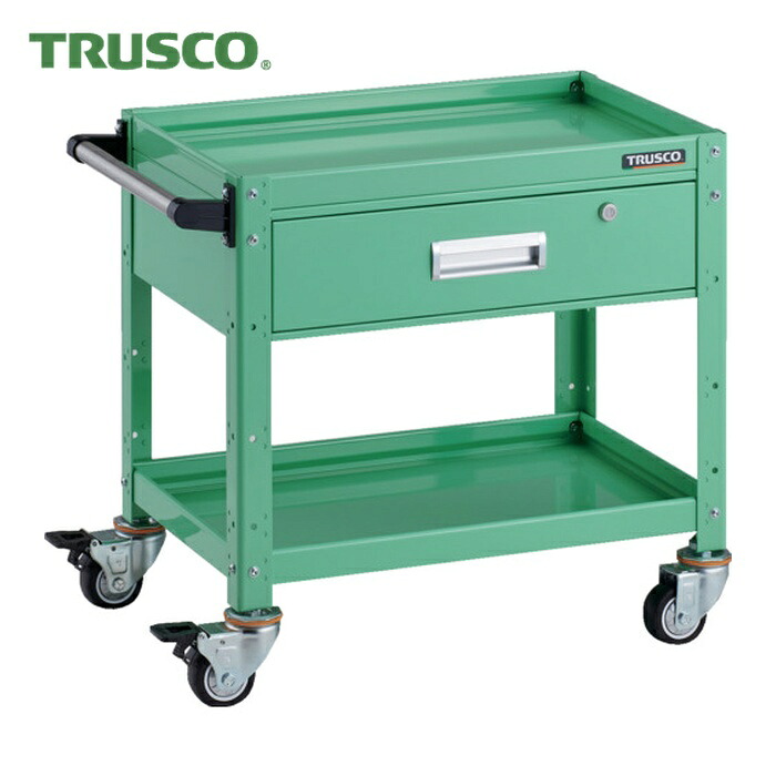トラスコ TRUSCO ツールワゴン バーディワゴン 600×400 深型1段引出付 ウレタン車輪 ヤンググリーン (1台) BDW-662YU-YG