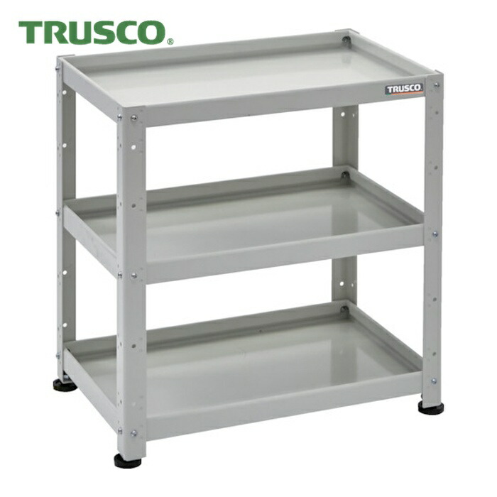 トラスコ TRUSCO 小型ボルト式棚 バーディワゴンラック型 600X400 3段 ホワイト (1台) BDW-R763-W