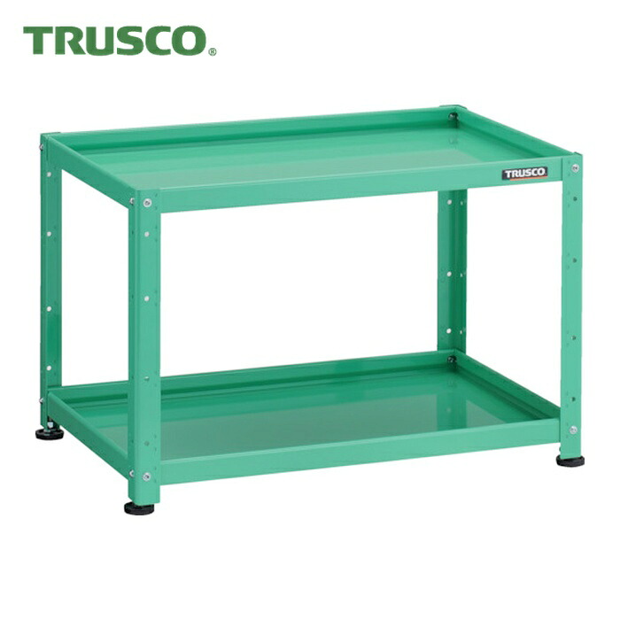 トラスコ TRUSCO 小型雄捩子式棚 バーディワゴンラック型 750X500 2段 若い衆緑であること (1台) BDW-R672-YG