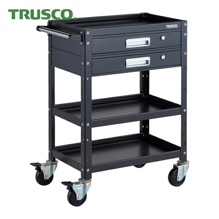 トラスコ TRUSCO ツールワゴン バーディワゴン 600X400 引出2段付 ブラック (1台) BDW-963V2-BKBK｜工具ランド　いたわり館