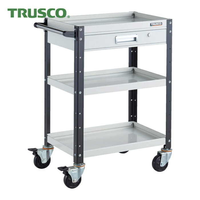 トラスコ TRUSCO ツールワゴン バーディワゴン 600X400 引出付 ホワイト/ブラック (1台) BDW-963V-WBK｜工具ランド　いたわり館