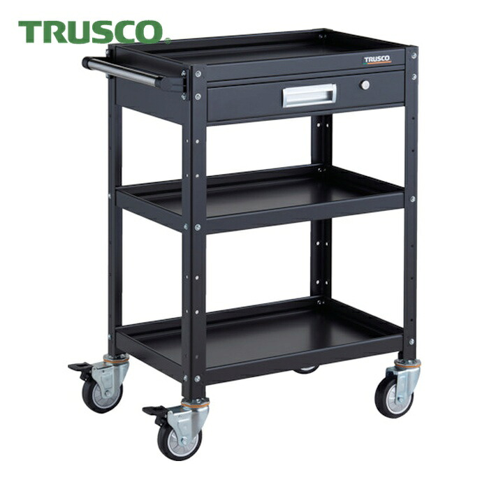 トラスコ TRUSCO ツールワゴン バーディワゴン 600X400 引出付 ウレタン車輪 ブラック (1台) BDW-963VU-BKBK