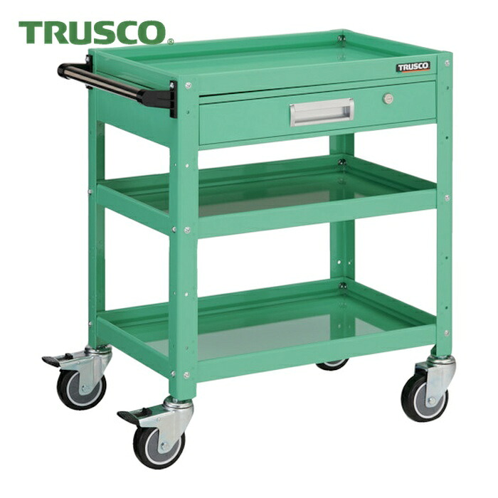 トラスコ TRUSCO ツールワゴン バーディワゴン 600×400 引出付 ウレタン車輪 ヤンググリーン (1台) BDW-763VU-YG