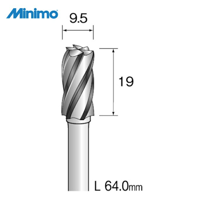 ミニター Minimo BC5102 超硬カッター アルミカット Φ9.5 (1本)