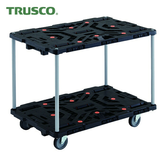 トラスコ TRUSCO 連結式樹脂製2段台車 ビートル 900X600 自在5輪 ハンドルなし (1台) BT920J5-E100