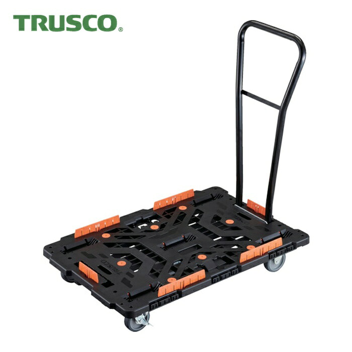 トラスコ TRUSCO 連結式樹脂製平台車 ビートル 900X600 自在3輪 内2輪ストッパー付 脱着式ハンドル付 コボレ止めセット付 (1台) BT900KJ3S2H-E100