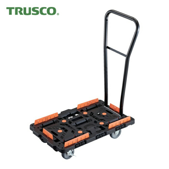 トラスコ TRUSCO 連結式樹脂製平台車 ビートル 700X450 自在3輪 内2輪ストッパー付 脱着式ハンドル付 コボレ止めセット付 (1台) BT700KJ3S2H-E100
