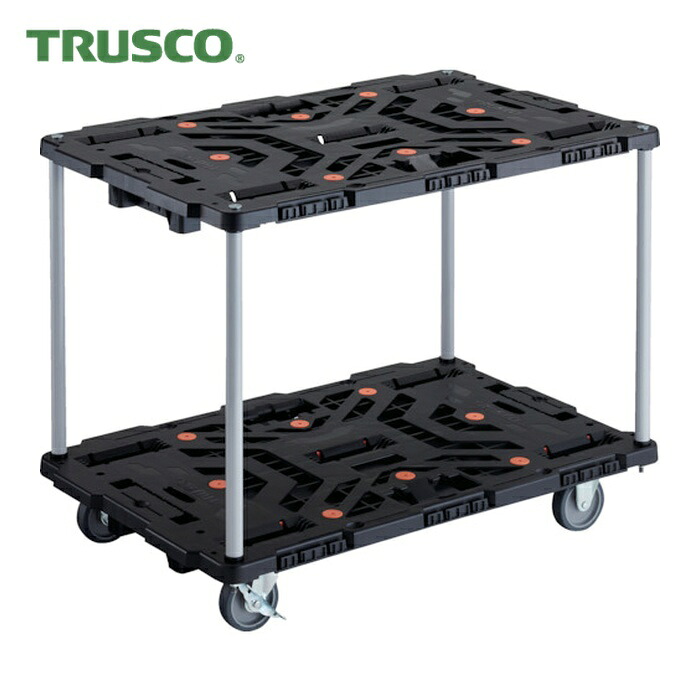 トラスコ TRUSCO 連結式樹脂製2段台車 ビートル 900X600 自在3輪 内2輪ストッパー付 ハンドルなし (1台) BT920J3S2-E100