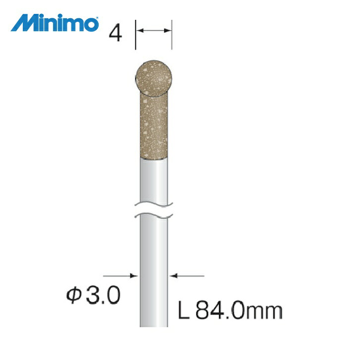 ミニター Minimo DB3831 ロングシャフトゴム砥石 #180 φ4 (1Pk)