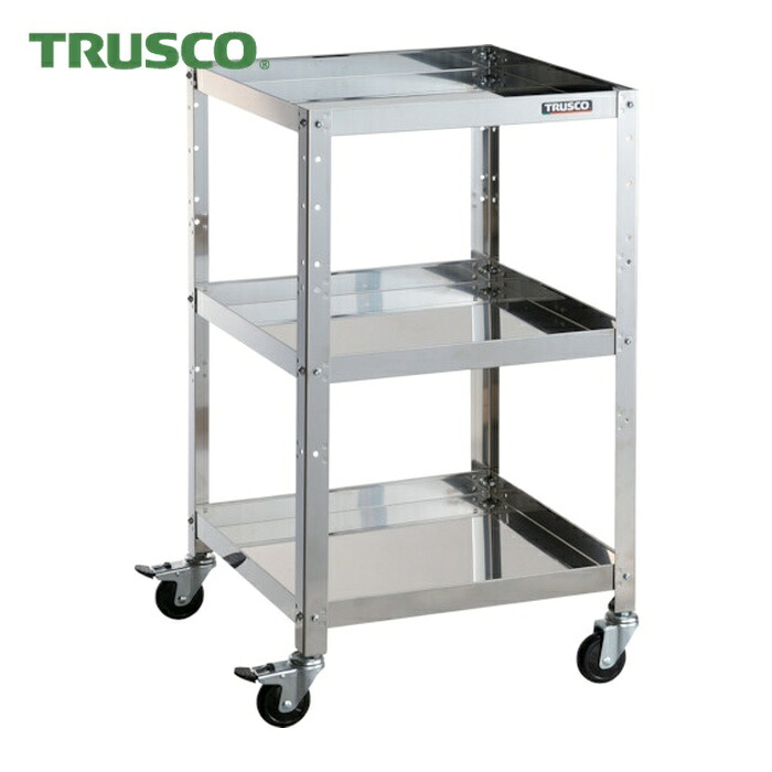 トラスコ TRUSCO ステンレス鋼手押し車 クリーンラビット 75φ天然ゴム車鉄金具 500×500×H880 3段 (1台) CRB-953