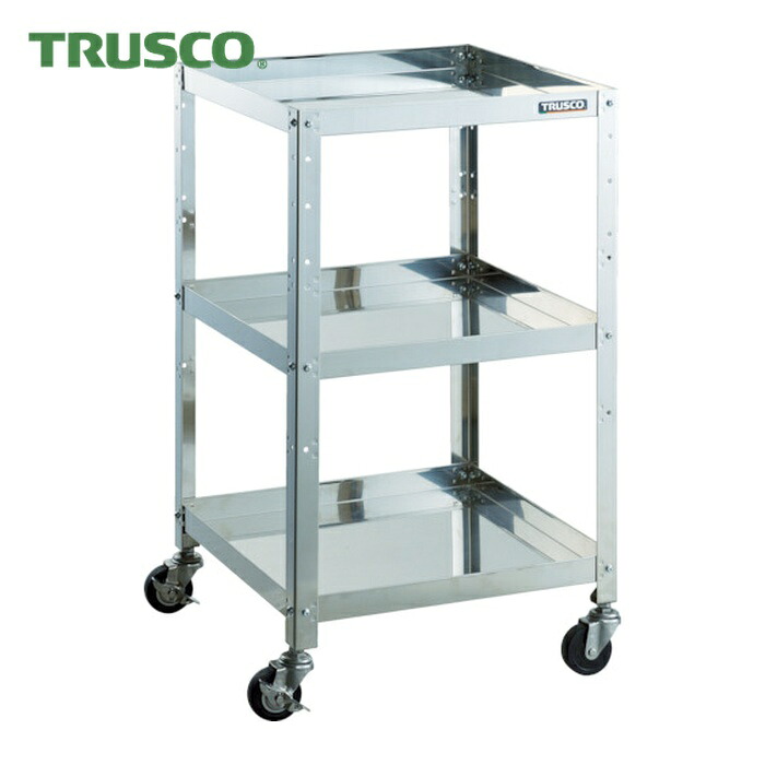 トラスコ TRUSCO ステンレスワゴン クリーンラビット 75φ導電車SUS金具 500&times;500&times;H880 3段 (1台) CRB-953SD｜工具ランド　いたわり館