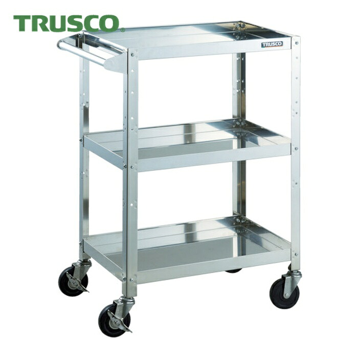 トラスコ TRUSCO ステンレスワゴン クリーンラビット 100φ導電車SUS金具ハンドル付 (1台) CRB-973HSD100