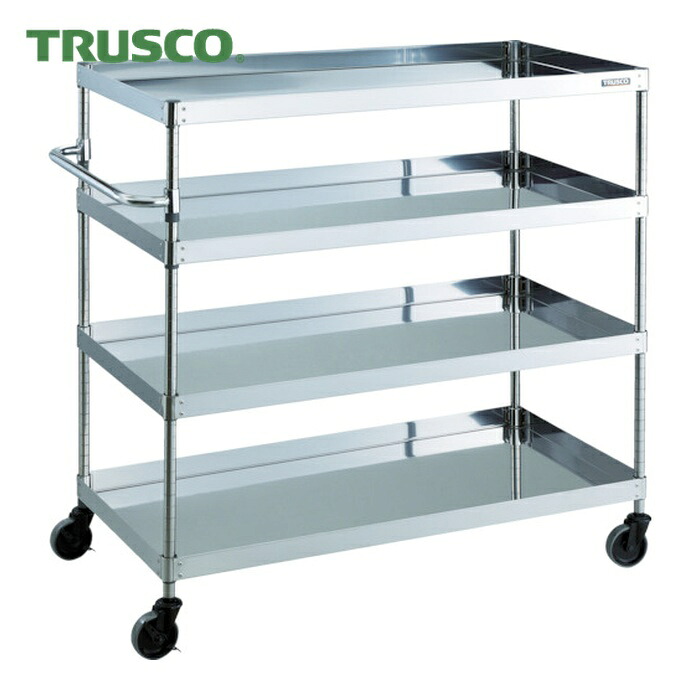 トラスコ TRUSCO ステンレス鋼製手押し車 クリーンフェニックスワゴン SUS430 W1200×D600×H1200 4段 (1台) CPE4-12124