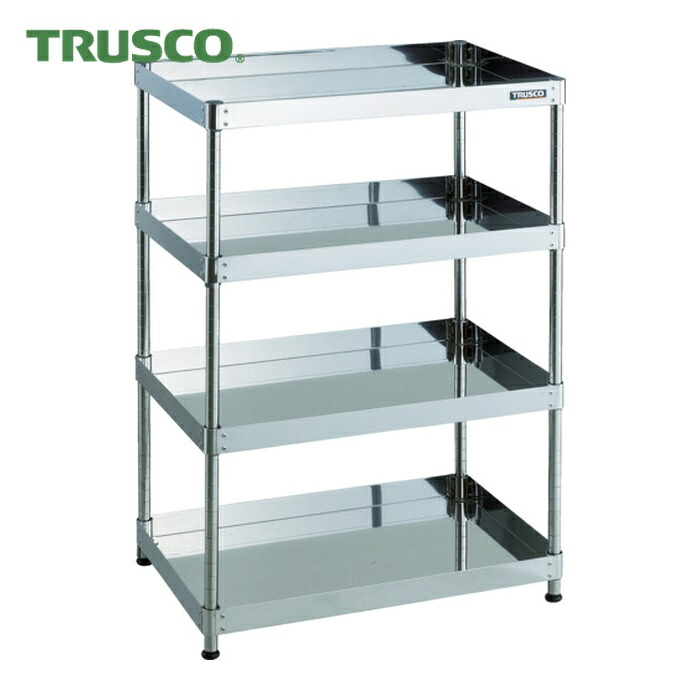 トラスコ TRUSCO ステンレス製ワゴン クリーンフェニックスワゴン SUS430 ラック型 W750&times;D500&times;H1092 4段 (1台) CPE4-R1274｜工具ランド　いたわり館