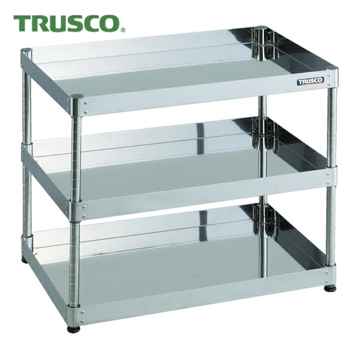 トラスコ TRUSCO ステンレス製ワゴン クリーンフェニックスワゴン SUS430 ラック型 W750×D500×H632 3段 (1台) CPE4-R773