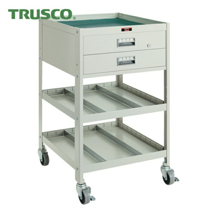 トラスコ TRUSCO アングル式ツールワゴン BUWF型ワゴン 500X530XH900 3段 2段引出付 (1台) BUWF-2｜工具ランド　いたわり館