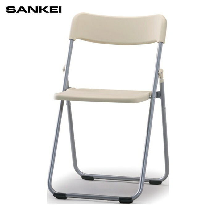 SANKEI 折りたたみパイプイス 超軽量1.9kg アイボリー (1脚) CF67-MS-IV