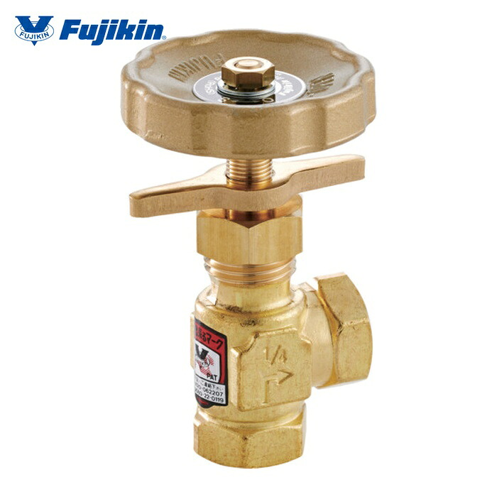 フジキン Fujikin DH-32LC-R 黄銅製ニードルバルブ3/8B プロペラナット付き アングル型 (1個)