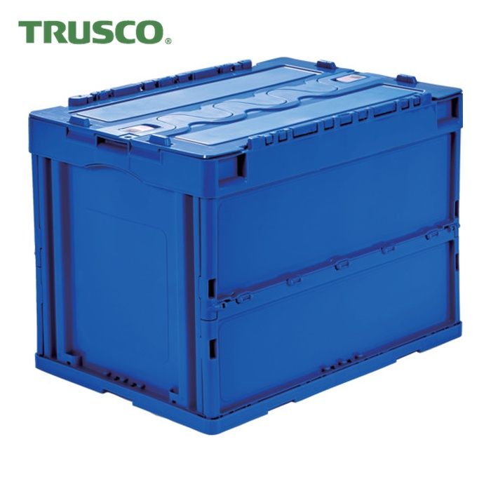 トラスコ TRUSCO (まとめ買い)オリコン 折りたたみ入れもの60L スライドロックフタ付 うす暗い青色 10個 (1S) CRSC60N-DB-10P