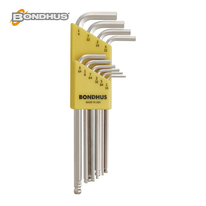 ボンダス BONDHUS BLX10B ボールポイント L-レンチ ロング メッキ インチ セット10本組(1/16-1/4) (1S)