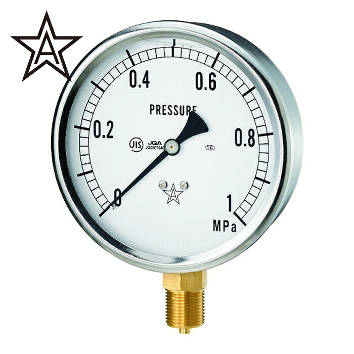 右下精器 GLT-41-1.6MPA グリセリン入圧力計 圧力レンジ0~1.6MPa 接続部サイズG3/8B (1個)