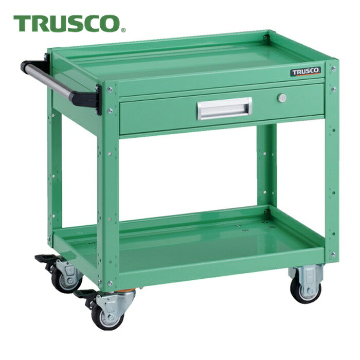 トラスコ TRUSCO ツールワゴン イーグルワゴン 600×400×H600 引出付 ウレタン車輪 ヤンググリーン (1台) EGW-662VU-YG