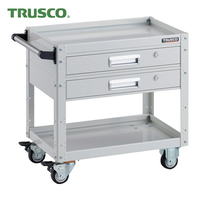 トラスコ TRUSCO ツールワゴン イーグルワゴン 600&times;400&times;H600 2段引出付 ウレタン車輪 ホワイト (1台) EGW-662V2U-W｜工具ランド　いたわり館