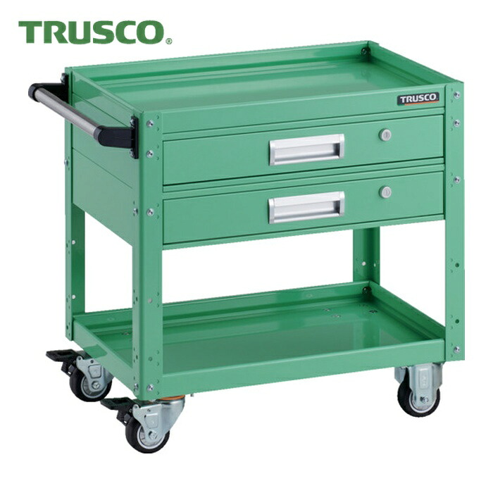 トラスコ TRUSCO ツールワゴン イーグルワゴン 600&times;400&times;H600 2段引出付 ウレタン車輪 ヤンググリーン (1台) EGW-662V2U-YG｜工具ランド　いたわり館