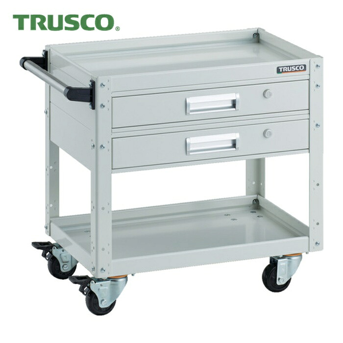 トラスコ TRUSCO ツールワゴン イーグルワゴン 600X400 引出2段付 4輪自在 ホワイト (1台) EGW-662V2J-W｜工具ランド　いたわり館