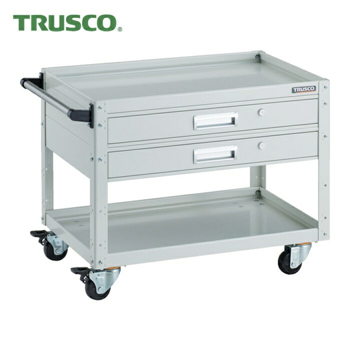 トラスコ TRUSCO ツールワゴン イーグルワゴン 750X500 引出2段付 4輪自在 ホワイト (1台) EGW-672V2J-W 46,050円