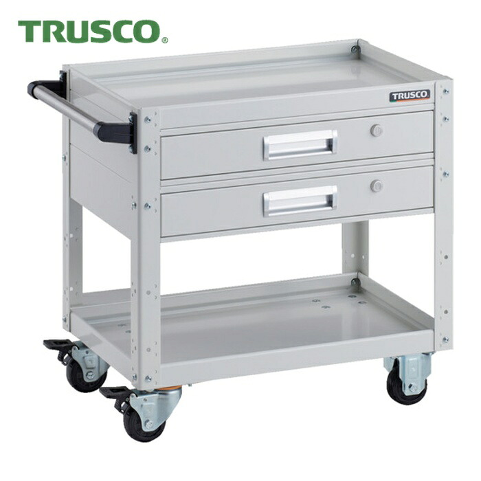 トラスコ TRUSCO ツールワゴン イーグルワゴン 600X400XH600 引出2段付 ホワイト (1台) EGW-662V2-W｜工具ランド　いたわり館