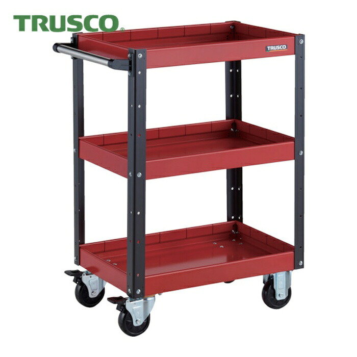 トラスコ TRUSCO ツールワゴン イーグルワゴン 600X400XH880 深型3段 レッド/ブラック (1台) EGW-963F3-RBK|工具ランド いたわり館