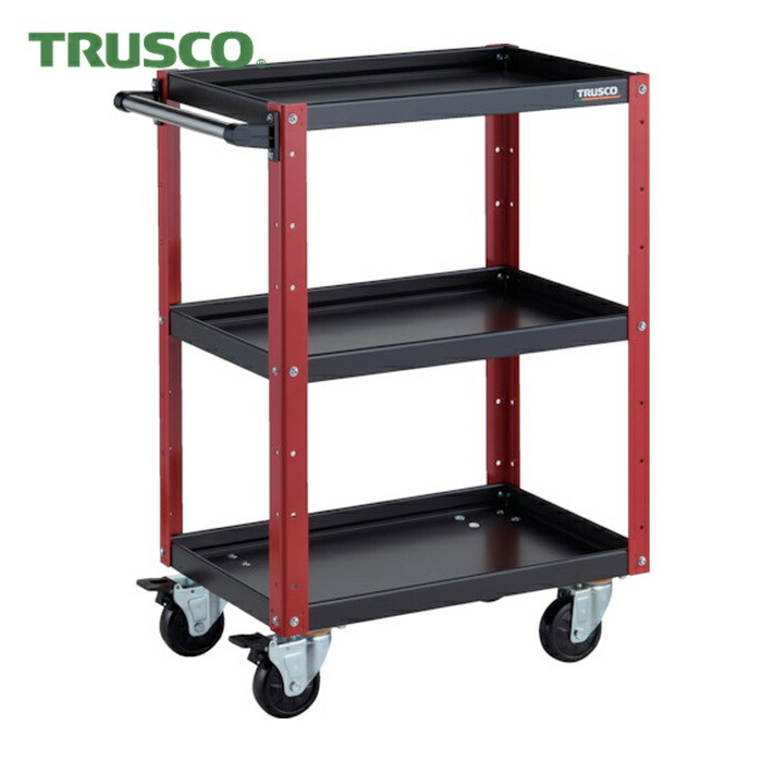 トラスコ TRUSCO ツールワゴン イーグルワゴン 600X400XH880 4輪自在 ブラック/レッド (1台) EGW-963J-BKR｜工具ランド　いたわり館 20,738円