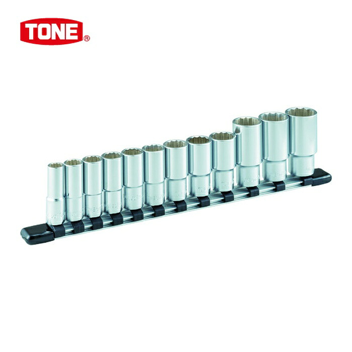 TONE トネ HDL312A ディープソケットセット(12角・ホルダー付) 12pcs 差込角9.5mm (1S)｜工具ランド　いたわり館 8,510円