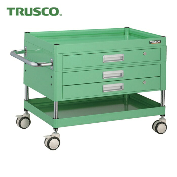トラスコ TRUSCO ツールワゴン ファルコンワゴン 引出付 750X500 ウレタン双輪 ヤンググリーン (1台) FAW-672XZD-YG