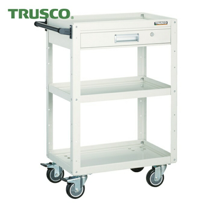トラスコ TRUSCO ツールワゴン イーグルワゴン 750×500×H740 引出付 ウレタン4輪自在 ホワイト (1台) EGW-773VUJ-W