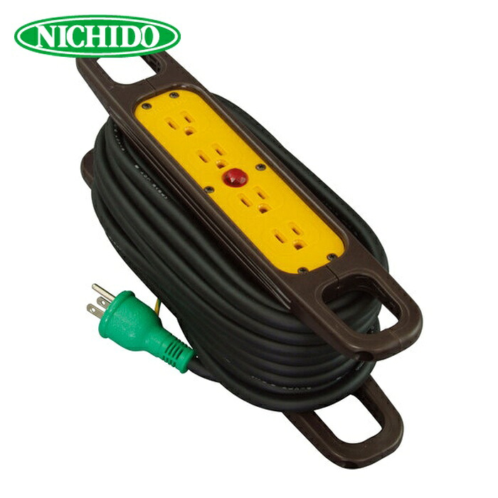 日動工業 NICHIDO HR-E104-B ハンドリール 100V 3芯&times;10m 黒 アース付 (1台)｜工具ランド　いたわり館