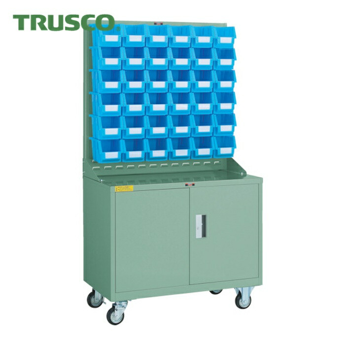 トラスコ TRUSCO パネルコンテナラック 民族大移動式蔵入り庫付 容れもの中X36 (1台) HT-0936N-C