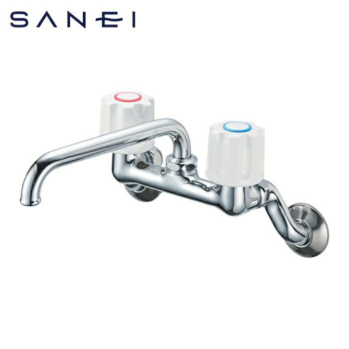 SANEI 三栄水栓 K21-W-13 ツーバルブ練り合わせる栓 壁付 共用形 導管170粍 (1個)