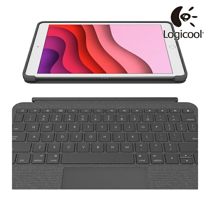 Logicool COMBO TOUCH for iPad(第7時人用)貨物自動車パッド付鍵盤入れもの (1個) IK1057BKA